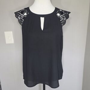 Express Elegant Black Lace Sleeve Top Women's Size Medium